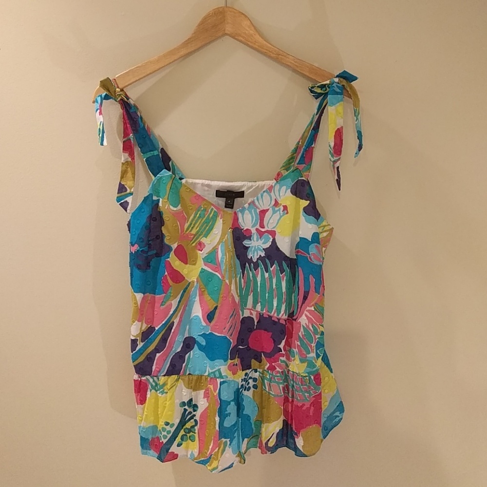 J. Crew Tie Top Peplum Tank Multi Tropical - 4
